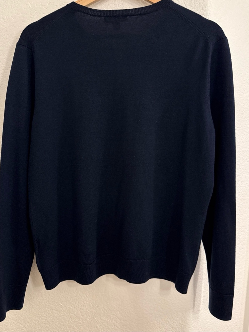 Brooks Brothers Cardigan Sweater Womens Large Navy Blue Saxxon Wool Crew Neck - Picture 8 of 13
